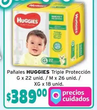 Huggies Pañales Triples Protección G x 22 unid.
