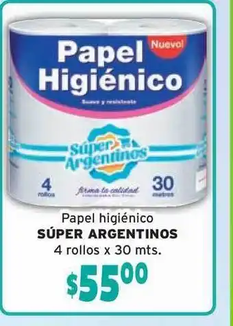 El Solar Supermercados Súper Argentinos Papel Higiénico 4 rollos x 30mts. oferta