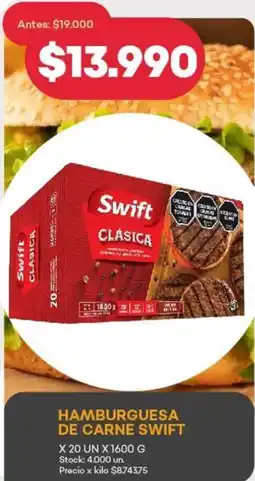 Supermercados Tadicor Hamburguesa de carne swift oferta