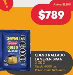 Supermercados Tadicor Queso rallado la serenísima oferta