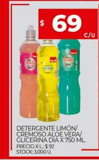 Supermercados DIA Detergente Limón Cremoso Aloe Vera Glicerina Dia x 750ml oferta