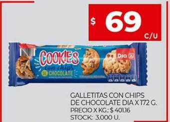Supermercados DIA Galletitas Con Chips De Chocolate Dia x 172g oferta