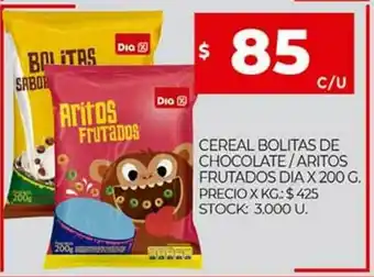 Supermercados DIA Cereal Bolitas De Chocolate Aritos Frutados Dia x 200g oferta