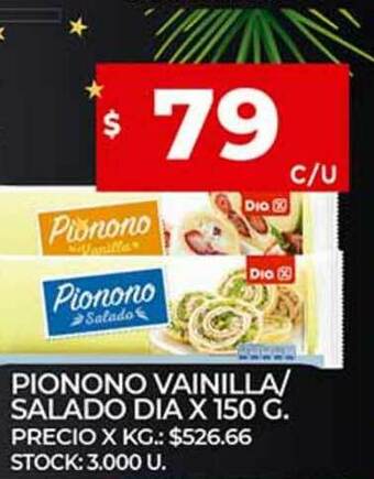 Supermercados DIA Pionono Vainilla Salado Dia x 150g oferta
