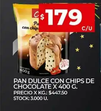 Supermercados DIA Pan Dulce Con Chips De Chocolate x 400g oferta