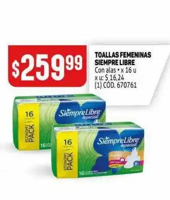 Makro Toallas Femeninas Siempre Libre Con Alas x 16u oferta