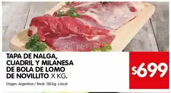 Disco Tapa de nalga, cuadril y milanesas de bola de novillito oferta