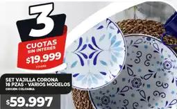 Supermayorista Vital Set vajilla corona oferta