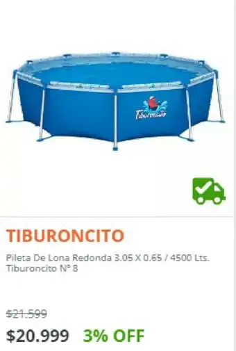 Tiburoncito Pileta De Lona Redonda 3.05 x 0.65 x 4500lts