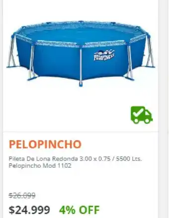 Pelopincho Pileta De Lona Redonda 3.00 x 0.75/ 5500lts