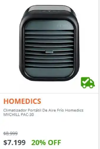 Ribeiro Homedics Climatizador Portátil De Aire Frio Homedics MYCHILL PAC-30 oferta