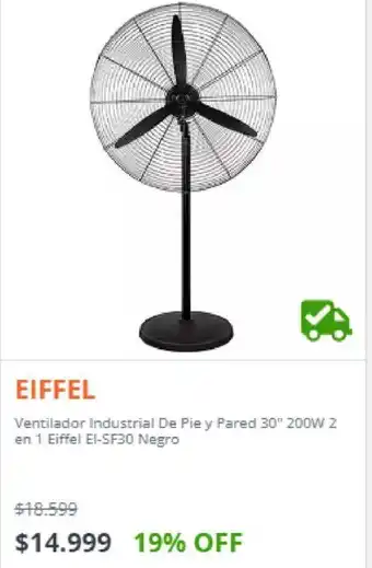 Ribeiro Eiffel Ventilador Industrial De Pie y Pared 30" 200w oferta
