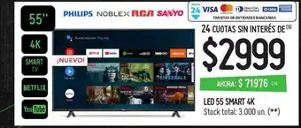 Walmart Led 55 Smart 4k Philips Noblex Rca Sanyo oferta