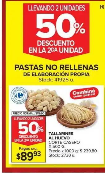 Carrefour Market Tallarines Al Huevo Corte Casero x 89.93 oferta
