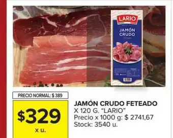 Carrefour Market Jamón Crudo Feteado Lario x 120g oferta