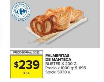 Carrefour Market Palmeritas De Manteca Blister x 200g oferta