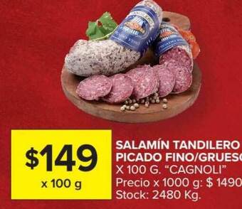 Carrefour Market Salamin Tandilero Picado Fino Grueso Cagnoli x 100g oferta