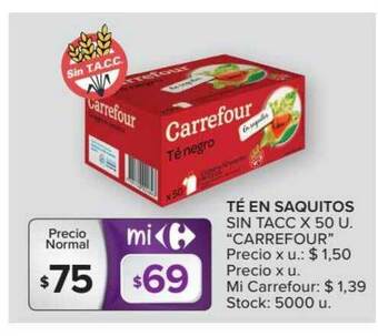 Carrefour Market Té En Saquitos Sin Tacc Carrefour x 50u oferta