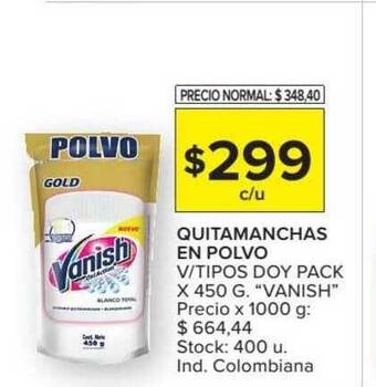 Carrefour Market Quitamanchas En Polvo V Tipos Doy Pack Vanish x 450g oferta