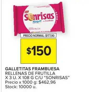 Carrefour Market Galletitas Frambuesa Rellenas De Frutilla x 3u x 108g oferta