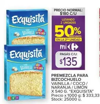 Carrefour Market Premezcla Para Bizcochuelo Vainilla Coco Naranja Limón x 540g oferta