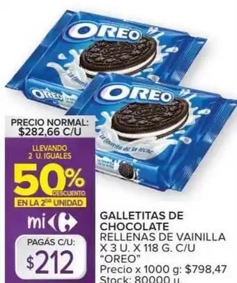Carrefour Market Galletitas De Chocolate Rellenas De Vainilla S x 118g oferta