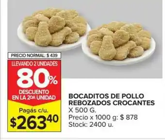 Carrefour Market Bocaditos De Pollo Rebozados Crocantes Llevando 2 Unidades 80% Descuento En La 2da Unidad x 500g oferta