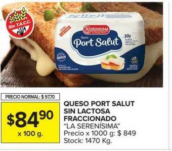 Carrefour Queso Port Salut Sin Lactosa Fraccionado La Serenisima oferta