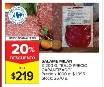 Carrefour Salame Milán Bajo Precio Garantizado x 200g oferta