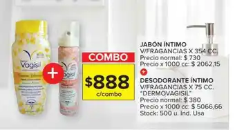Carrefour Jabón Intimo V Fragancias + Desodorante Intimo V Fragancias Dermovagisil oferta