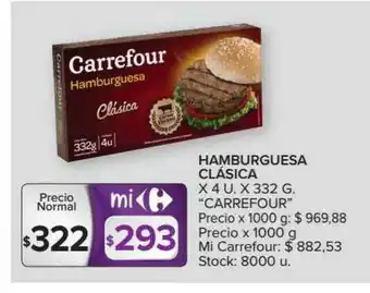 Carrefour Hamburguesa Clasica Carrefour x 1u x 332g oferta