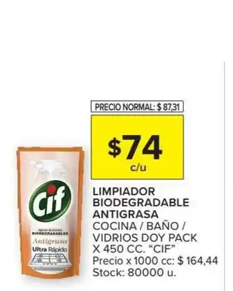 Carrefour Limpiador Biodegradable Antigrasa Cocina Baño Vidrios Doy Pack Cif oferta