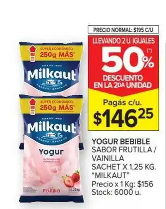Carrefour Yogur Bebible Sabor Frutilla Vainilla Milkaut Llevando 2 U. Iguales oferta
