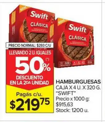 Carrefour Hamburguesas Swift Caja x 4 u x 320 g oferta