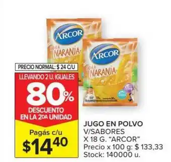 Carrefour Jugo En Polvo V Sabores Arcor x 18 g oferta