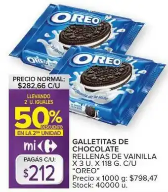 Carrefour Galletitas De Chocolate Rellenas De Vainilla Oreo oferta