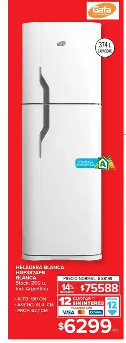 Carrefour Heladera Blanca Hgf387afb Blanca oferta