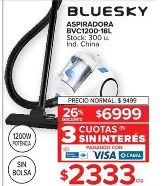 Carrefour Aspiradora Bvc1200-18l Bluesky oferta