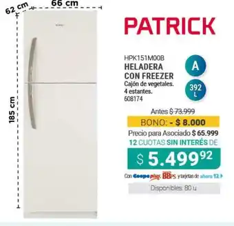 Cooperativa Obrera Patrick Heladera con Freezer oferta