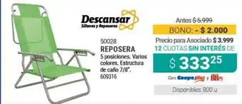 Cooperativa Obrera Descansar Reposera oferta