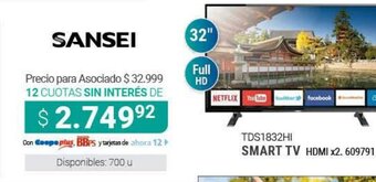 Cooperativa Obrera Sansei Smart TV oferta