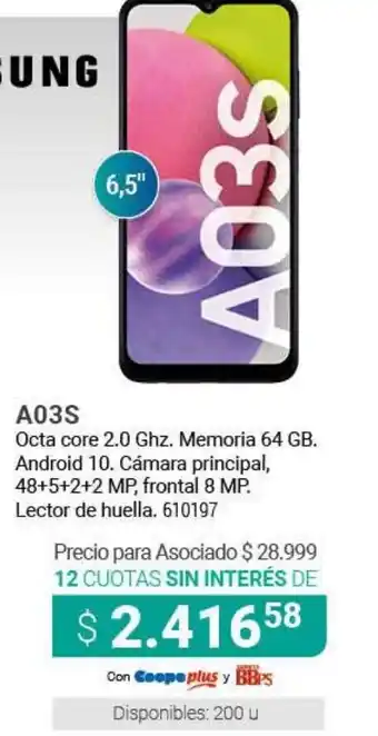 Cooperativa Obrera Samsung A03s oferta