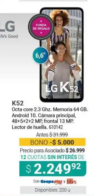 Cooperativa Obrera LG K52 oferta