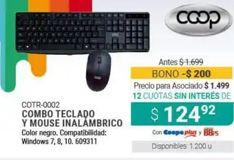 Cooperativa Obrera Combo Teclado Y Mouse Inalambrico oferta