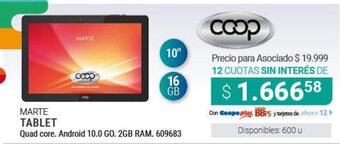 Cooperativa Obrera Marte Tablet oferta