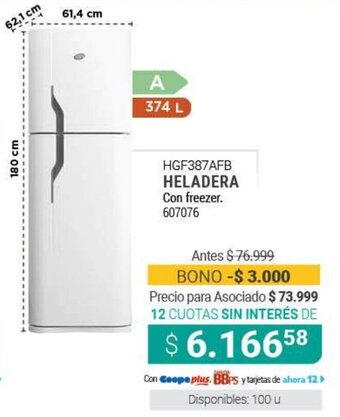 Cooperativa Obrera Heladera Con Freezer oferta