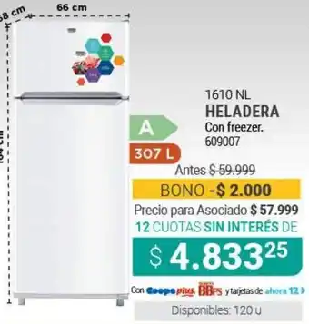 Cooperativa Obrera 1610 NL Heladera Con Freezer oferta