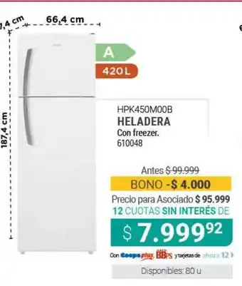 Cooperativa Obrera HPK450M00B Heladera Con Freezer oferta