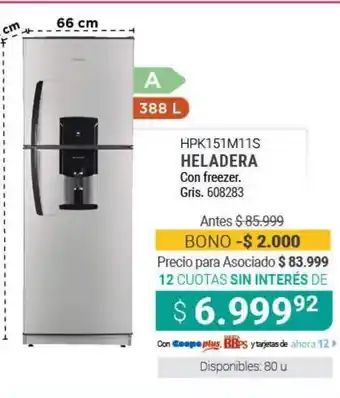 Cooperativa Obrera HPK151M11S Heladera Con Freezer oferta