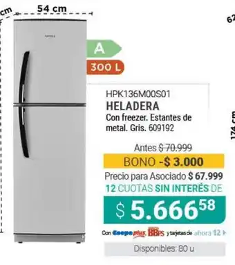 Cooperativa Obrera HPK136M00S01 Heladera Con Freezer oferta